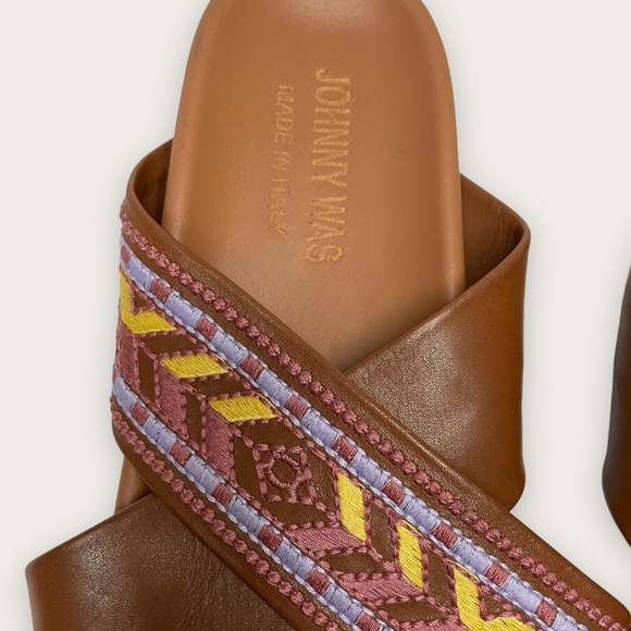 JOHNNY WAS - Alessi Embroidered Leather Sandal - Tan - Size 36 / US 6 - Picture 4 of 5